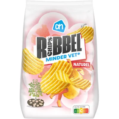AH Ribbelchips naturel minder vet