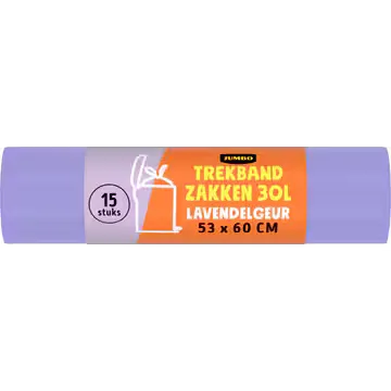 Jumbo Trekbandzakken 30 L Lavendelgeur 15 Stuks