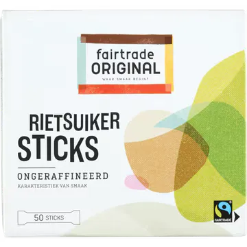 Fair trade Fairtrade Original Rietsuikersticks Ongeraffineerd 50 Stuks 200 g