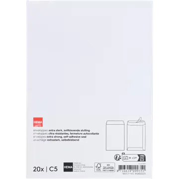 HEMA Enveloppen Extra Sterk Zelfklevende Sluiting C5 20 Stuks