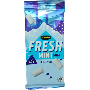 Jumbo Fresh Mint Gum Suikervrij 3 x 16,8 g