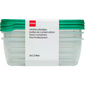 HEMA Vershoudbakjes 1,2L 3 Stuks