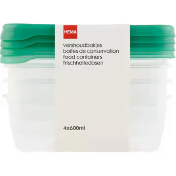 HEMA Vershoudbakjes 600ml 4 Stuks
