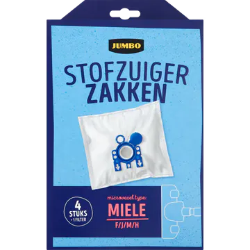 Jumbo Stofzuigerzakken met Filter 4 Stuks
