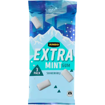Jumbo Extra Mint Gum Suikervrij 3 x 16,8 g