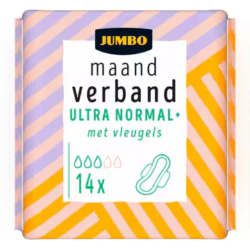 Jumbo Maandverband Ultra Normal+ met Vleugels 14 Stuks