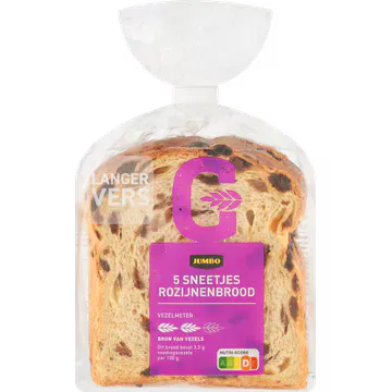 Jumbo - Rozijnenbrood Sneetjes - 5 Stuks