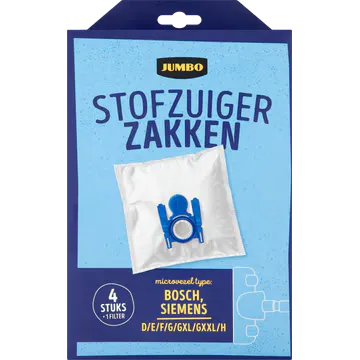 Jumbo Stofzuigerzakken met Filter 4 Stuks
