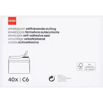 HEMA Enveloppen Zelfklevende Sluiting C6 40 Stuks