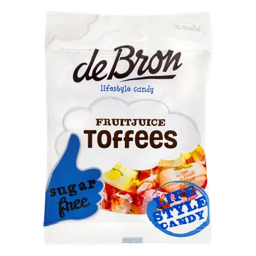 De Bron Fruitjuice Toffees Sugarfree 90 g