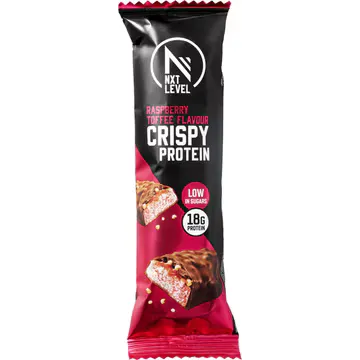 NXTLV NXTLVL Crispy Proteinereep Raspberry Toffee 55g
