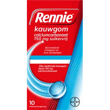 Rennie kauwgom suikervrij 750 mg 10st