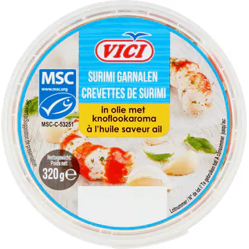 Vici Surimi Garnalen in Olie met Knoflookaroma 320 g