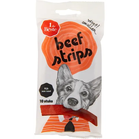1 de Beste Hondensnacks beefstrips 10 stuks