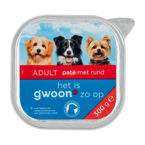 G'woon Paté met rund hond