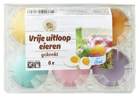 Van Beek Gekleurde gekookte vrije uitloopeieren