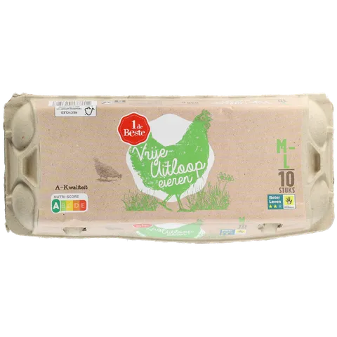 1 de Beste Vrije uitloop eieren wit S-M
