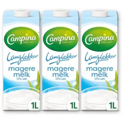 Campina Langlekker magere melk 0% vet 3-pack