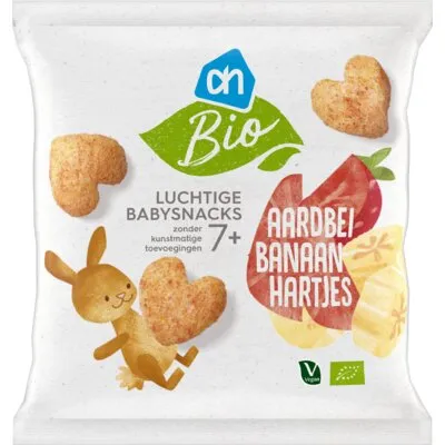 AH Biologisch Luchtige babysnacks aardbei banaan 7m+