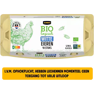 Jumbo Biologisch Witte Eieren S/M/L 10 Stuks