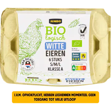 Jumbo Biologisch Witte Eieren 6 Stuks