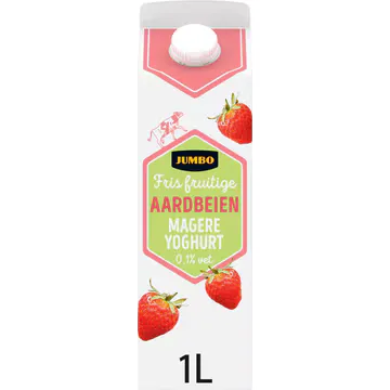 Jumbo Fris Fruitige Aardbeien Magere Yoghurt 0,1% Vet 1 L