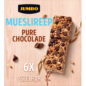 Jumbo Mueslireep Pure Chocolade 6 Stuks