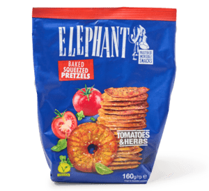 Elephant pretzels tomatoes & herbs