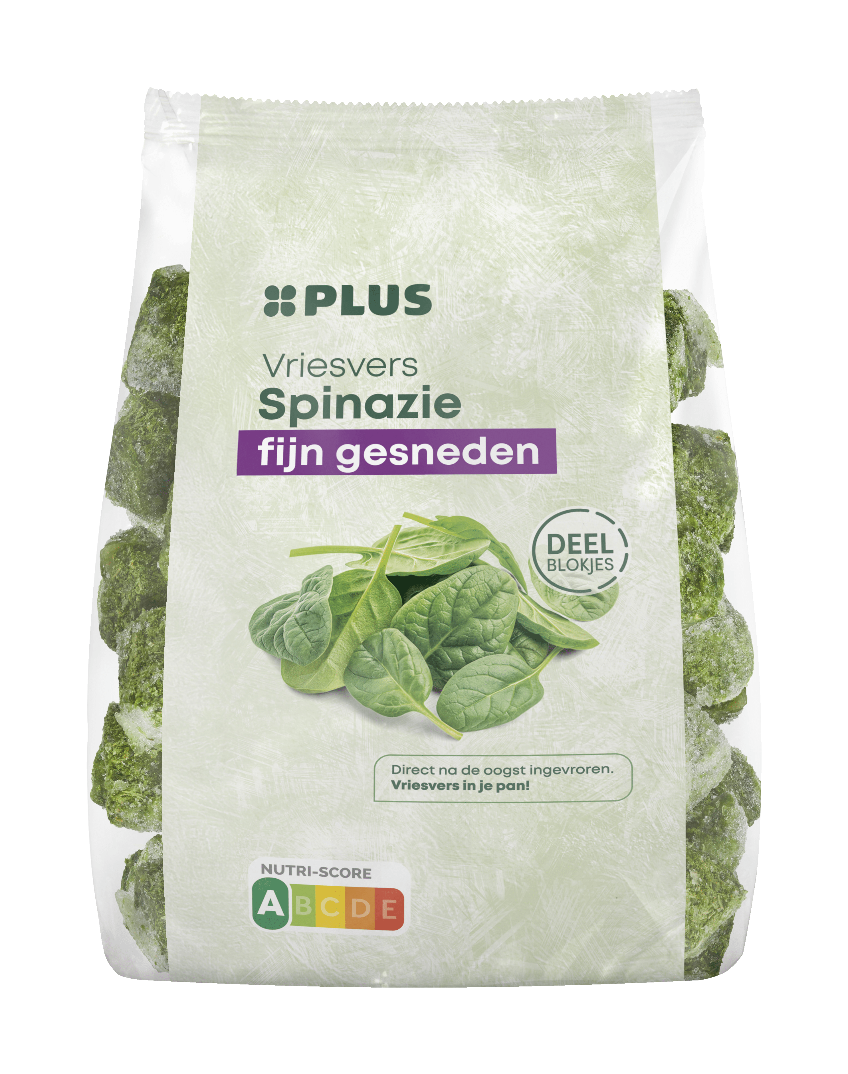 PLUS Gehakte spinazie fijn deelblokjes