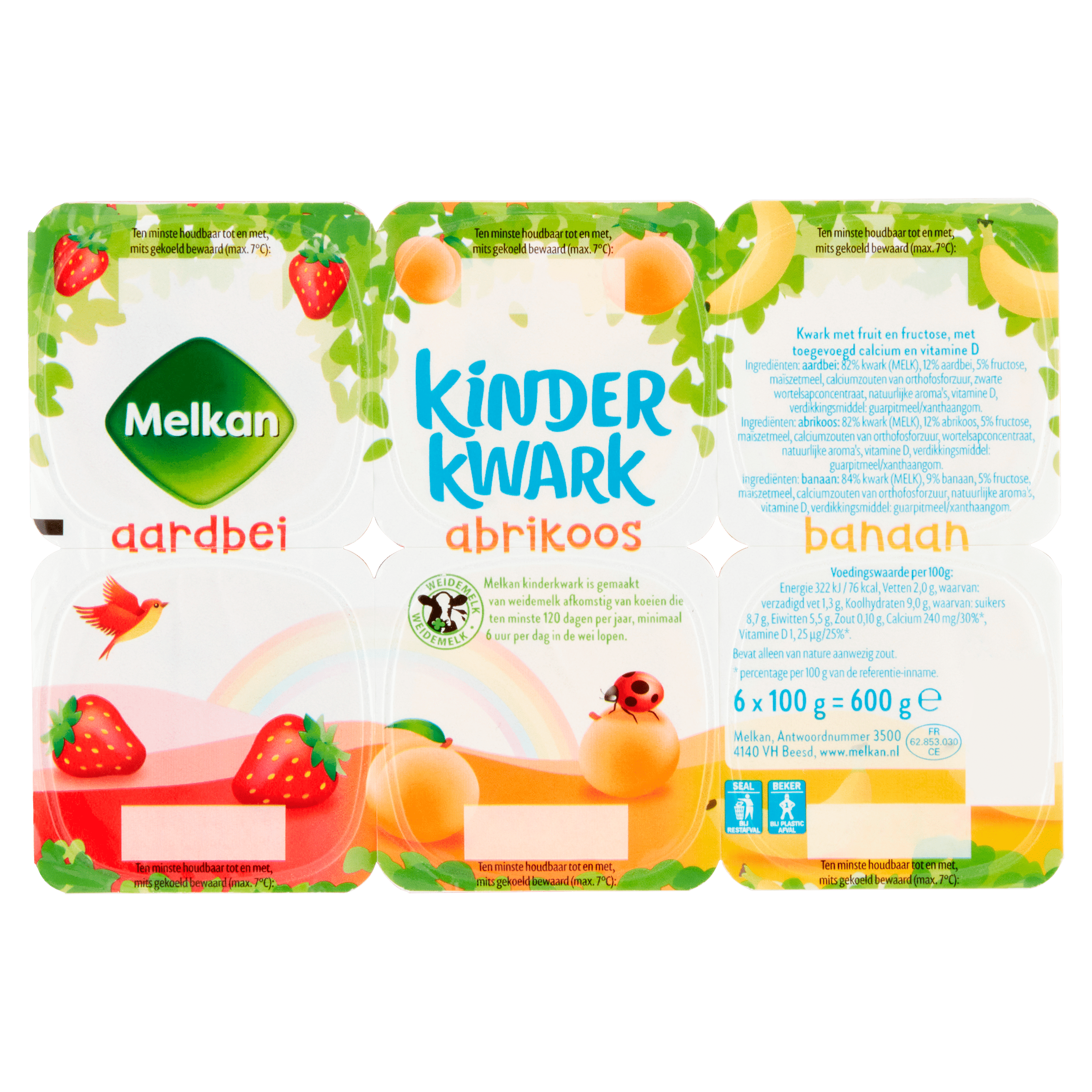 Melkan Toetiemonster Kinderkwark 6 x 100 gram