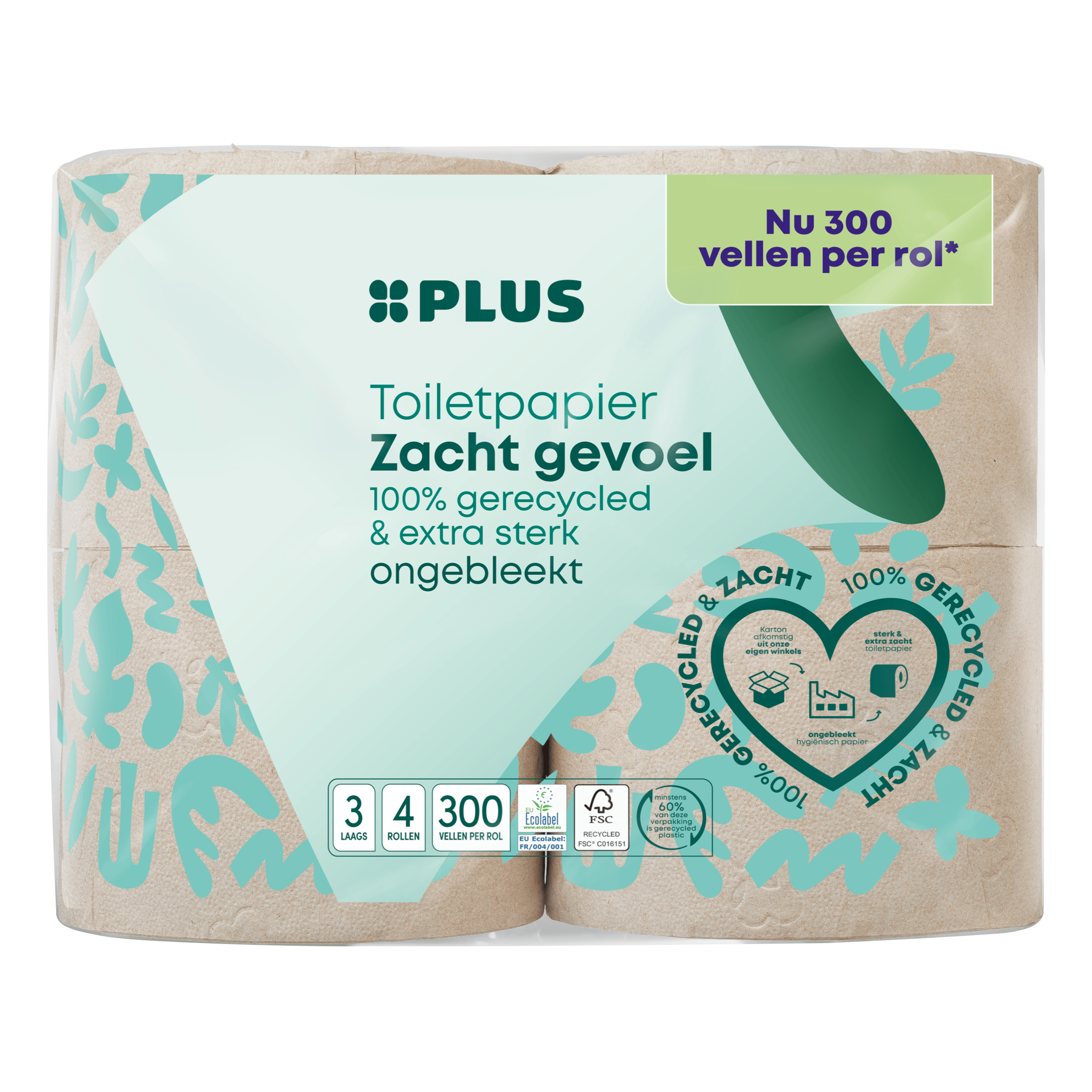 PLUS Toiletpapier 4 rol 3-lgs eco