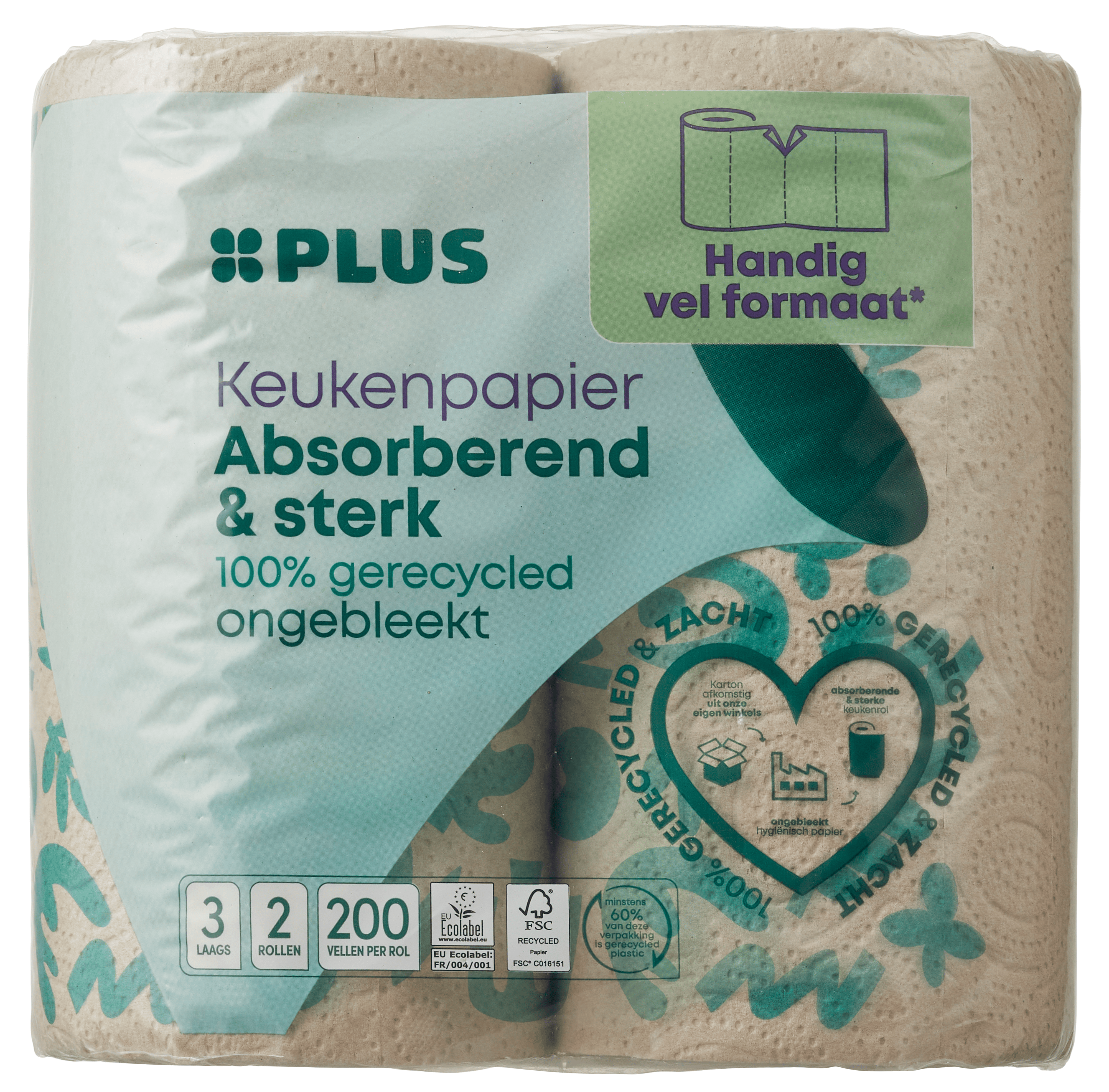 PLUS Keukenpapier (half)vel 3laags eco