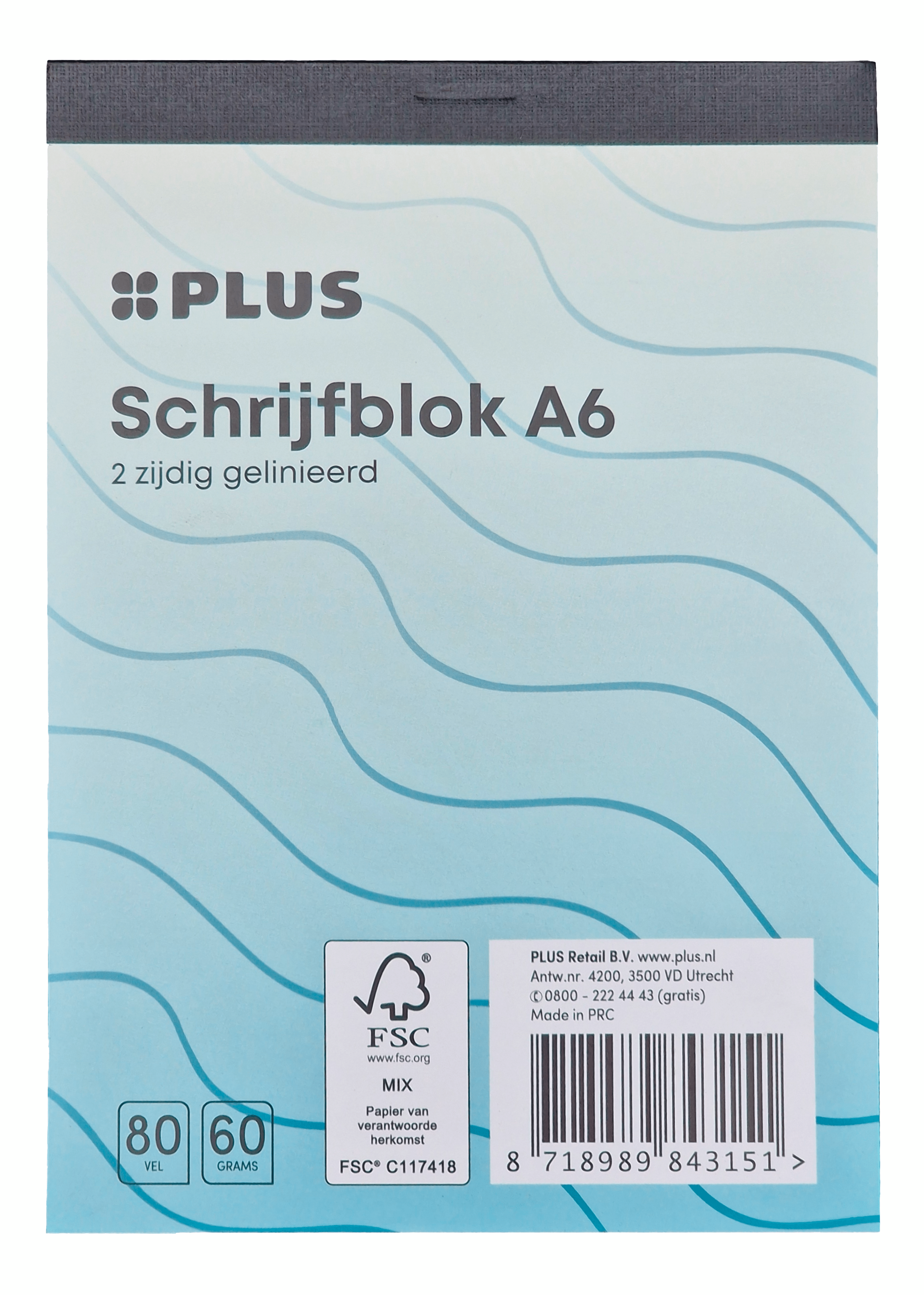 PLUS Schrijfblok A6 80 vel