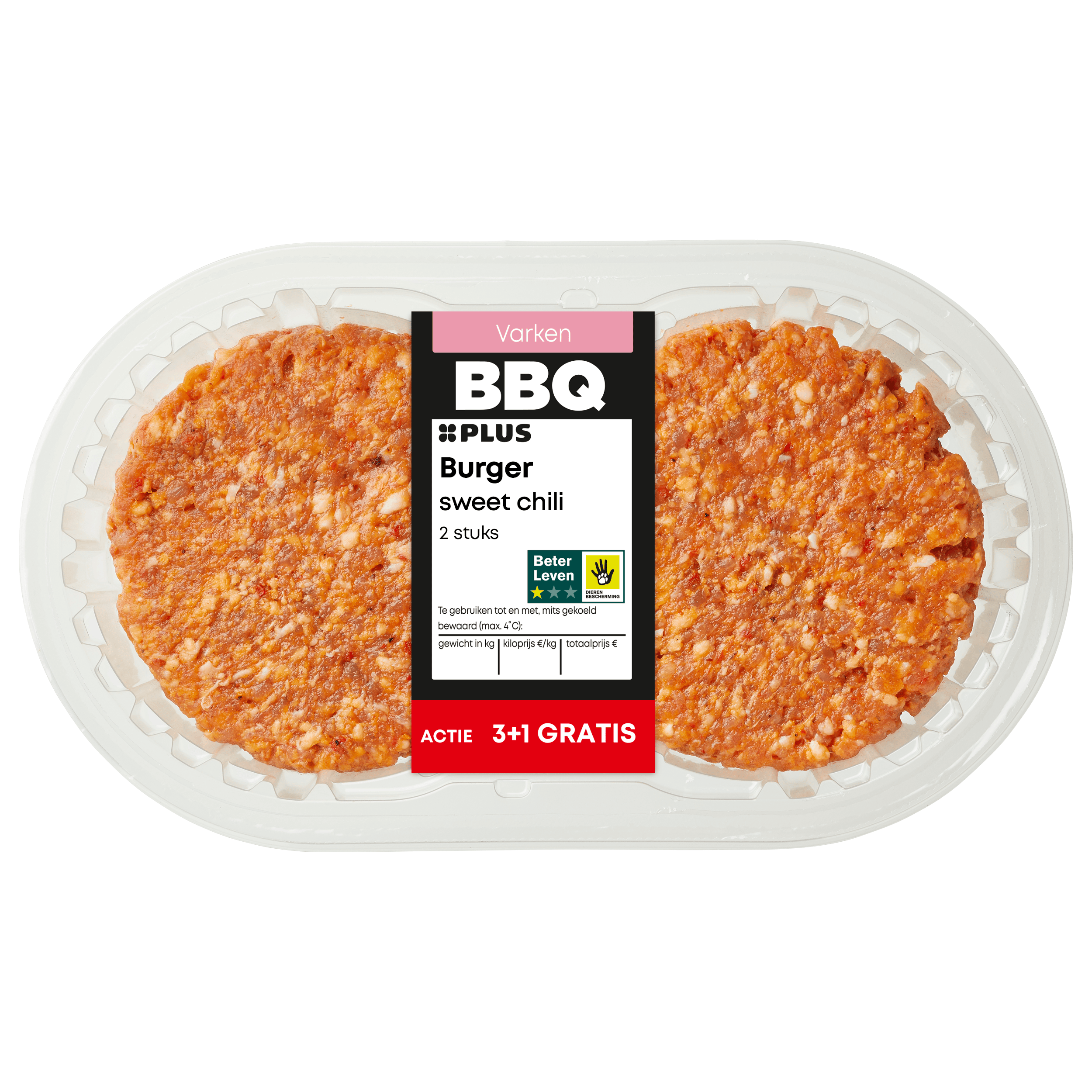 PLUS Burger sweet chili 2 stuks
