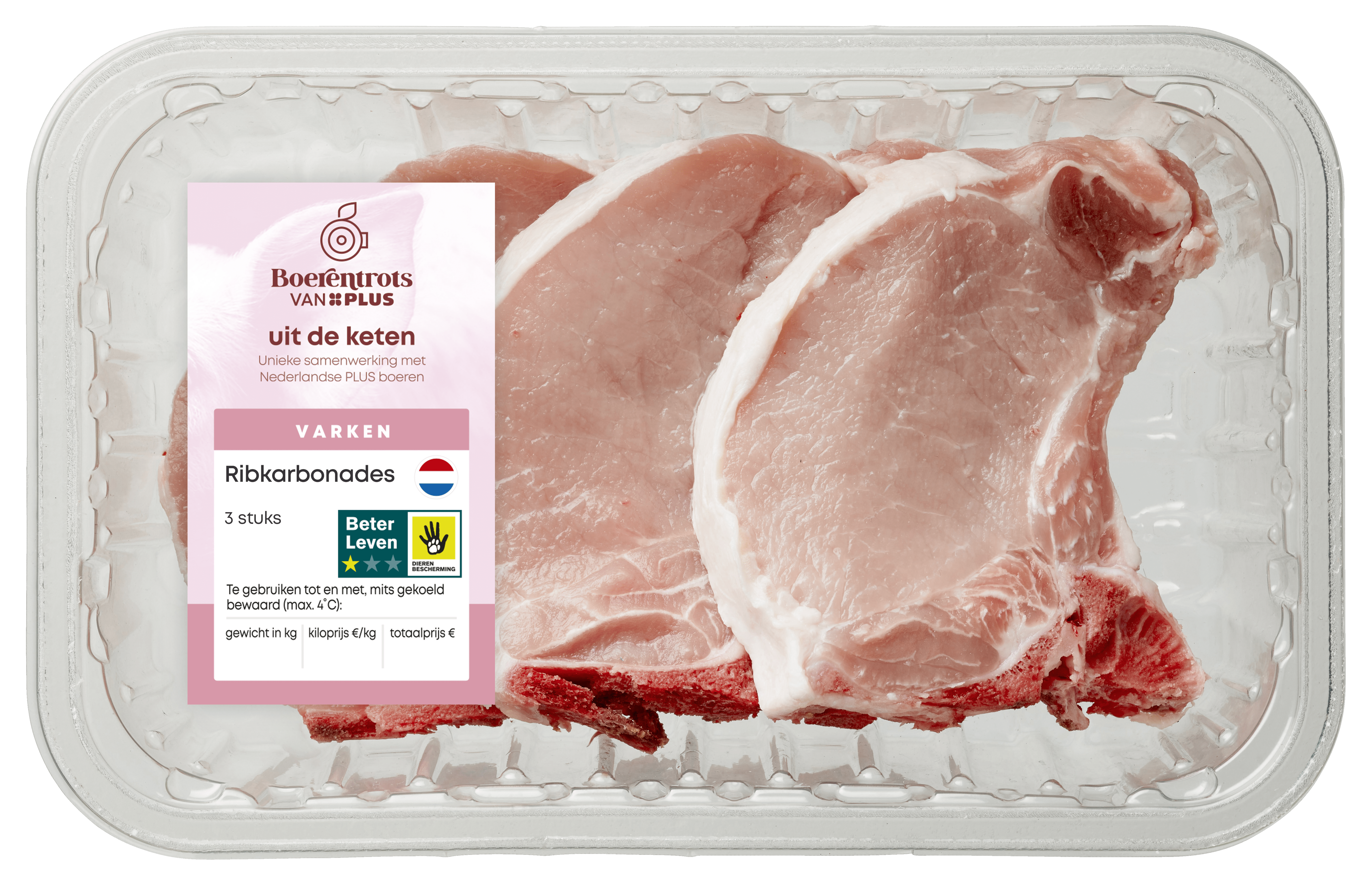 PLUS Boerentrots Ribkarbonade 3 stuks