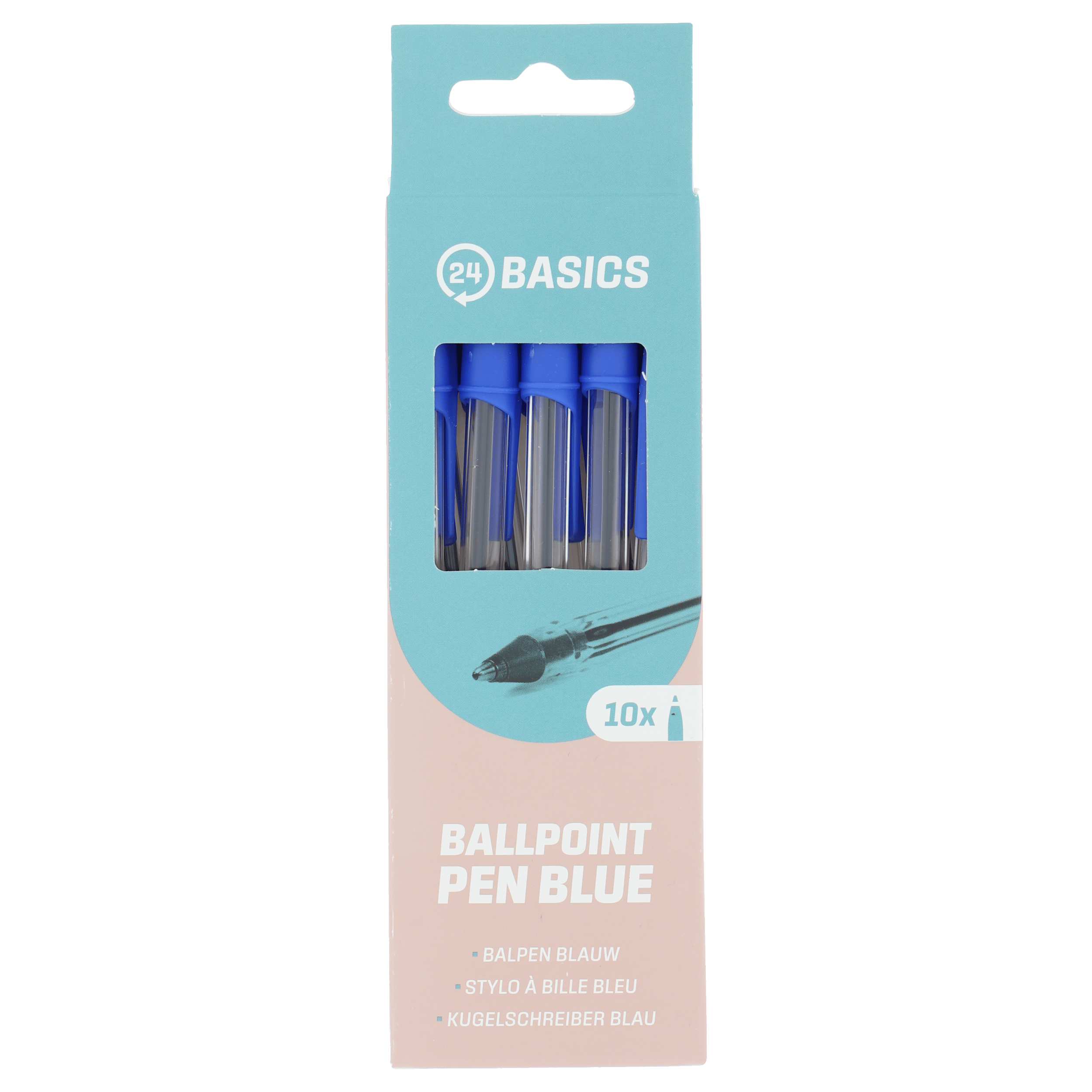24Basics Balpen met dop blauw 10st