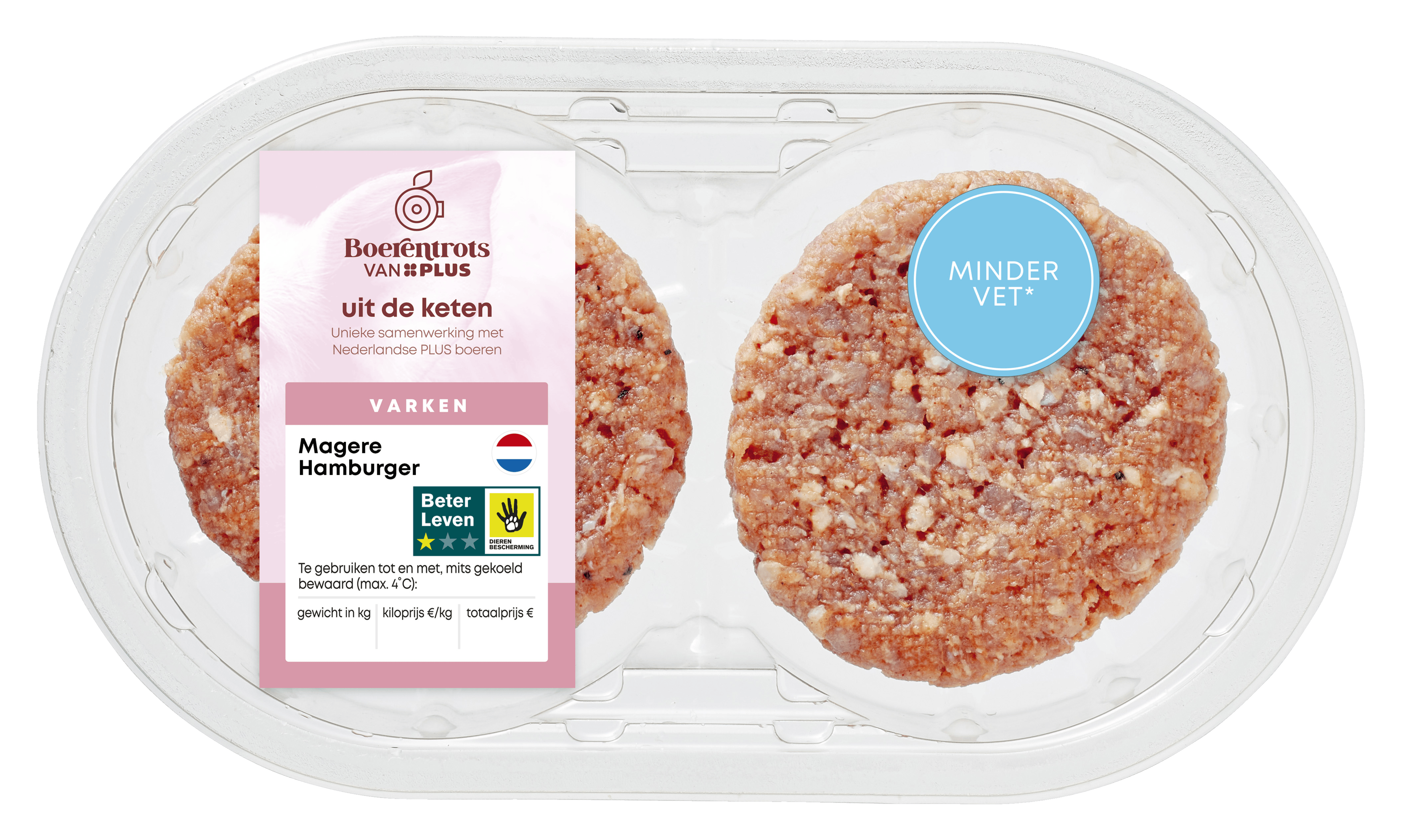 PLUS Boerentrots Magere burger 2 stuks
