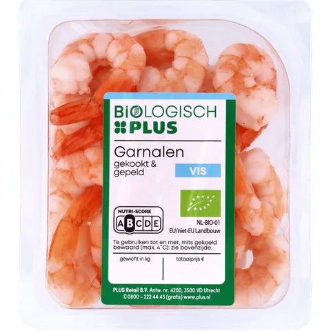 Biologisch PLUS Garnalen met staart