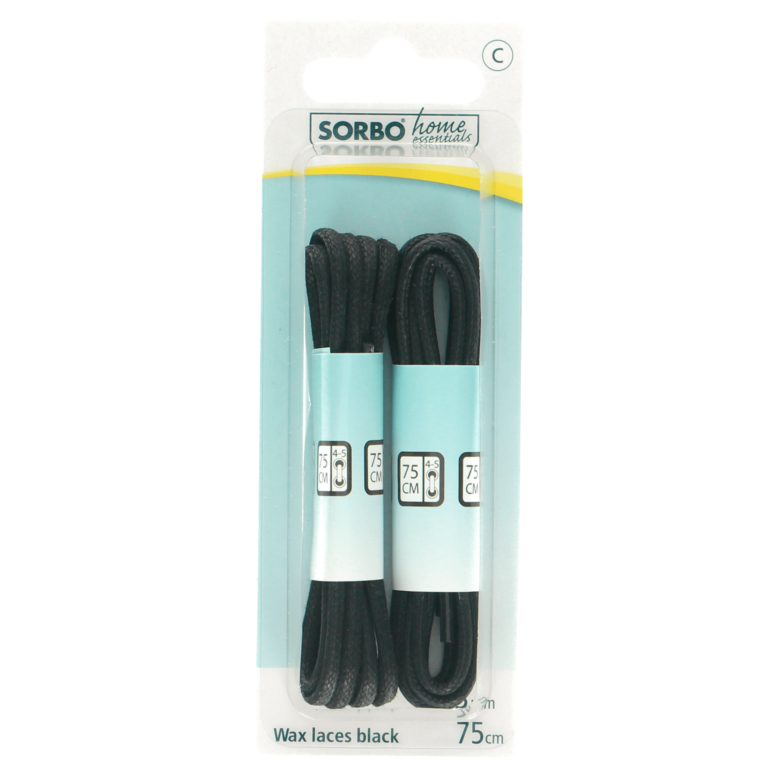 Sorbo Wax-veters zwart 75cm 2 paar