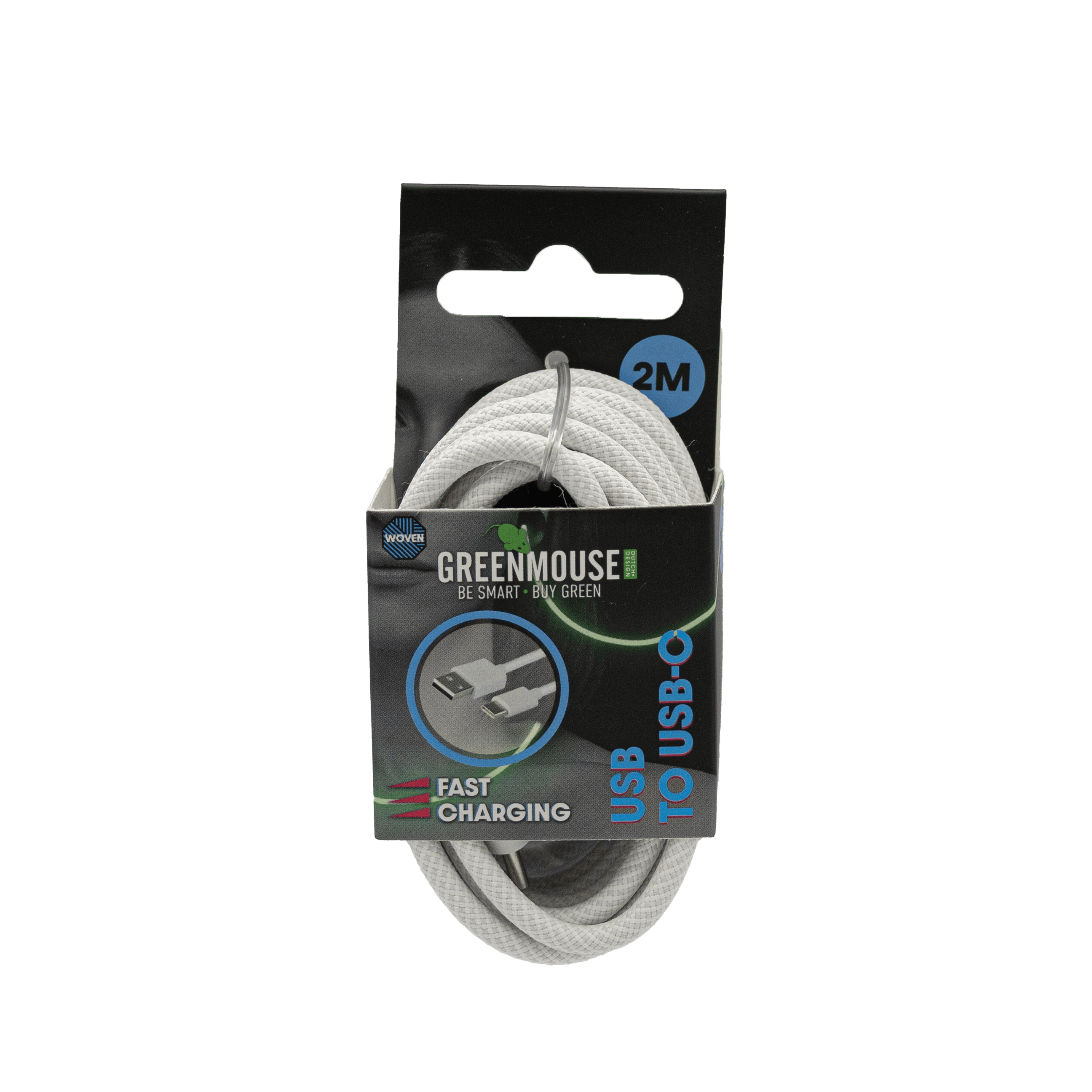 GreenMouse HP Zwart USB-C data cable Woven 2m