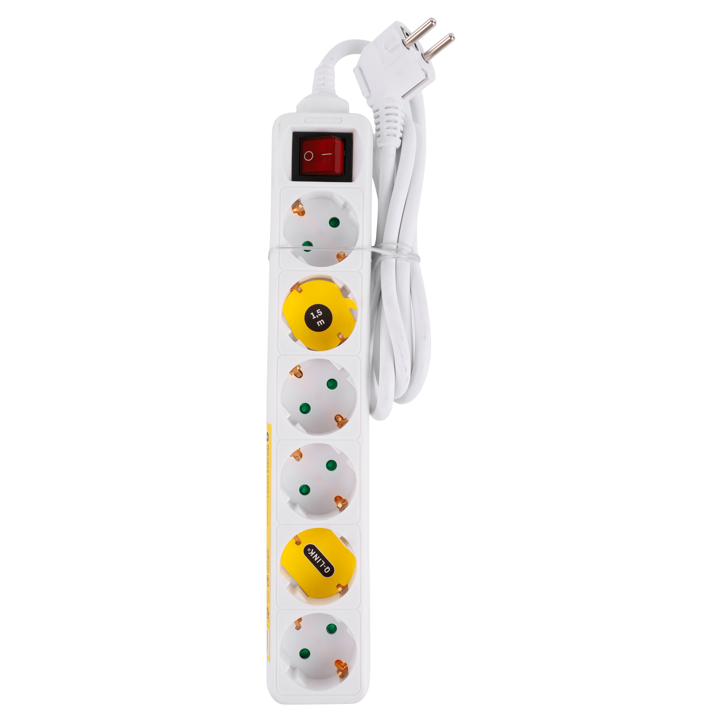 Q-link Stekkerdoos met schakelaar wit 1,5m
