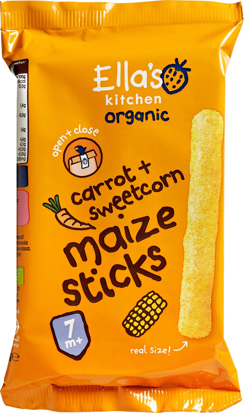 ELLA'S KITCHEN MAISPUFFS WORTEL-MAIS 7+ MAANDEN 16 STUKS