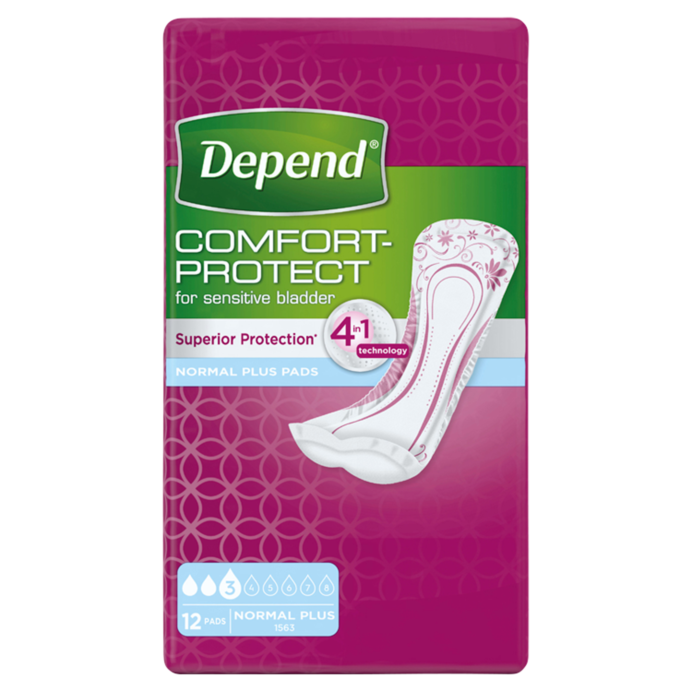Depend Comfort-Protect for Sensitive Bladder Normal Plus Pads