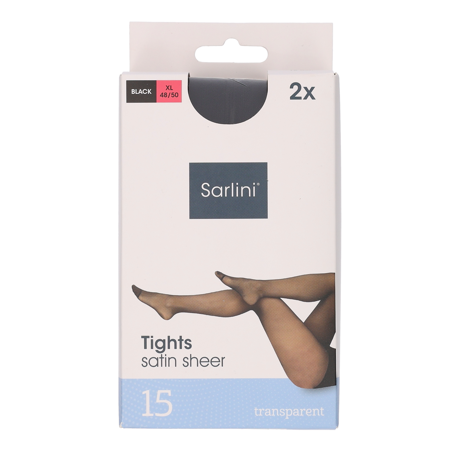 Panty 15 denier lycra zwart 48/50 2 st