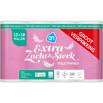 AH Toiletpapier zacht 4-laags 12=18 rollen