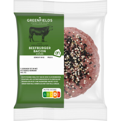 AH Greenfields Beefburger bacon 2 stuks