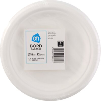 AH Bord rond wit bagasse 180mm