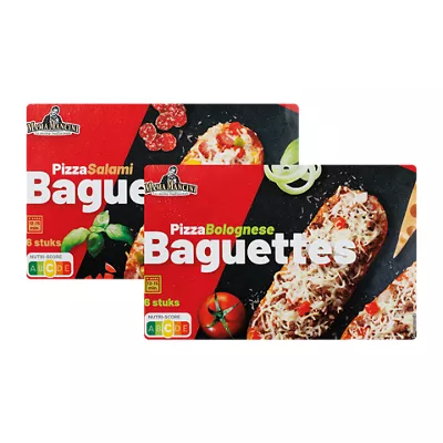 Pizza baguette salami of bolognese
