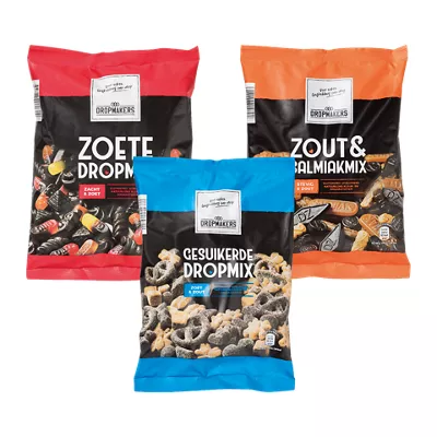 Zoete dropmix, Gesuikerde dropmix of Zout- en salmiakmix