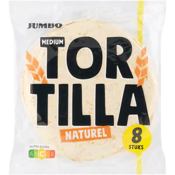 Jumbo Tarwe Tortilla's Naturel 20cm, 8 st
